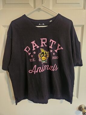 Party Animals Graphic Tee - Black with Pink Print
